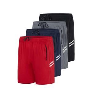 4pach Men's Mesh 7 inches Athletic Zipper Shorts Workout Gym Running Basketball